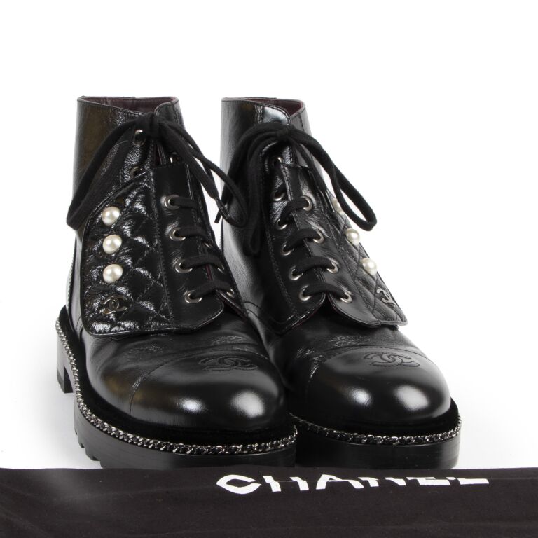 SIZE 38ON SALE NOW ON EBAY  Boots Chanel combat boots Vintage  chanel