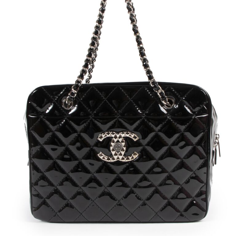 Chanel Black Quilted Patent Leather Shoulder Bag Labellov