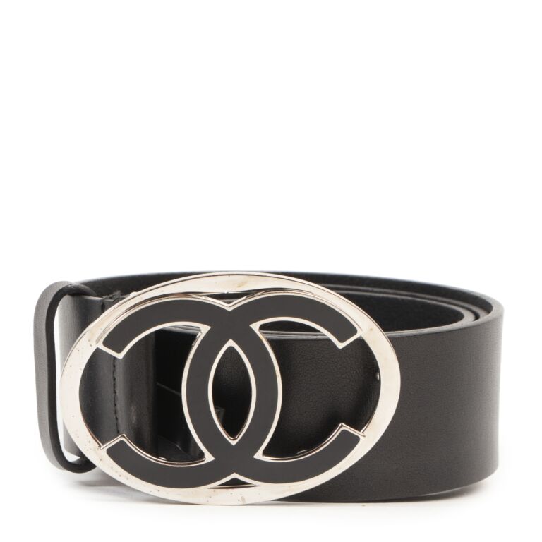 Chanel CC black leather ruched belt sz 70 ref.201439 - Joli Closet