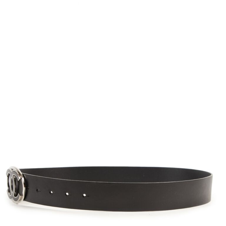 Chanel Black Leather CC Buckle Belt size 85 Labellov Buy