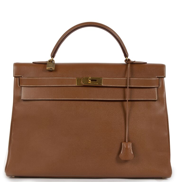 Gorgeous Hermès Kelly 40 Natural Courchevel Leather 1996