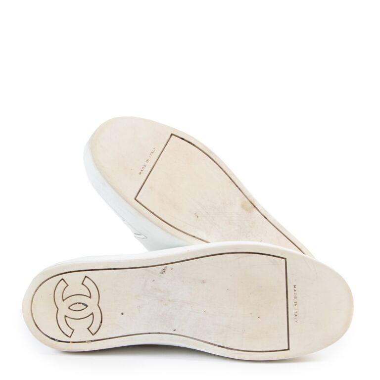 Chanel Spring 2017 White Rubber And Leather CC Lace Up Sneakers Size 37 Labellov Buy and Sell Authentic Luxury