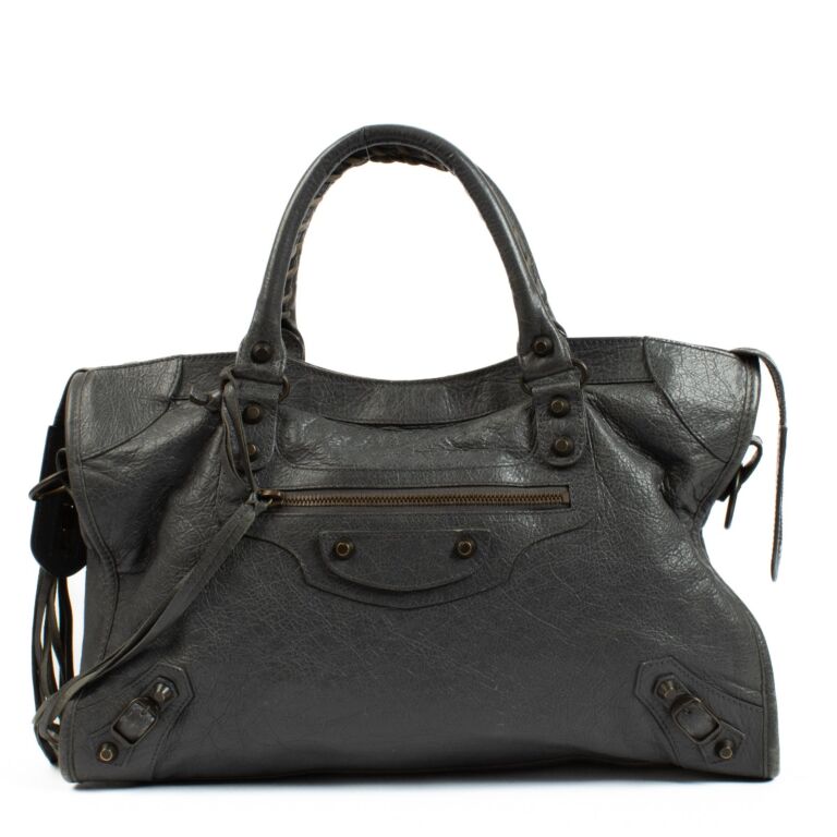 好評 Balenciaga Gris Tarmac Arena Medium Classic City Bag バッグ