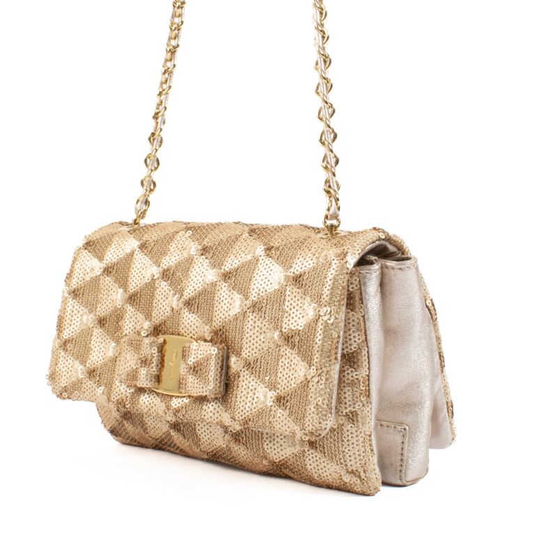 Ferragamo gold bag discount