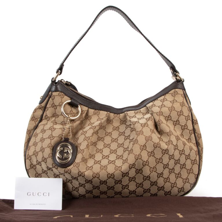 Gucci canvas hobo shoulder bag cheap