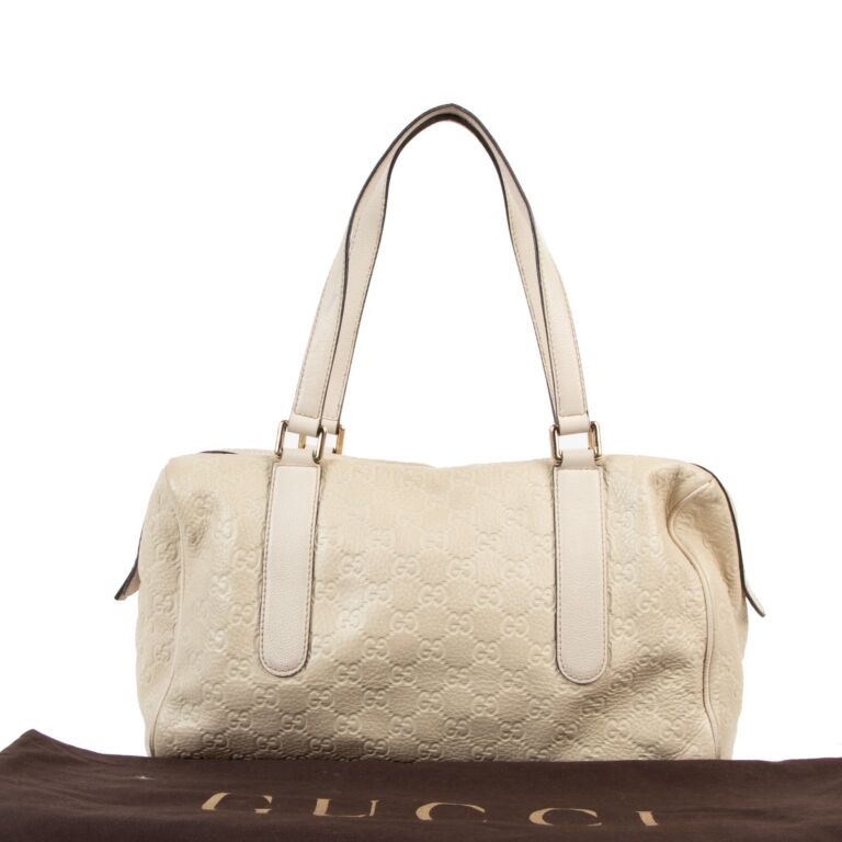 Gucci White Guccissima Leather Wave Boston Bag