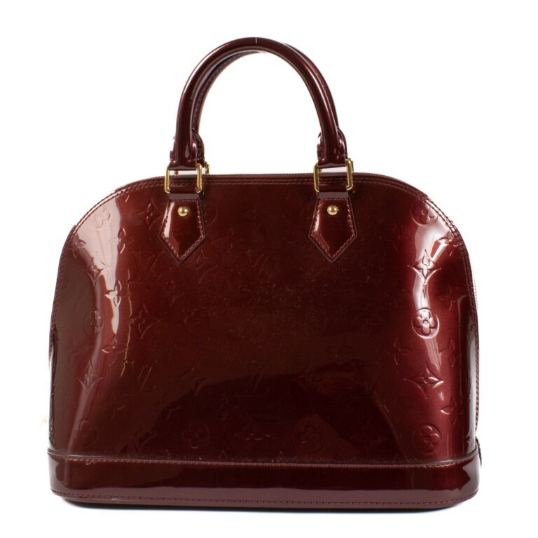 【希少】 LOUIS VUITTON Monogram Vernis Alma PM レッド バッグ Louis Vuitton Rouge Fauviste Monogram Vernis Alma PM Bag