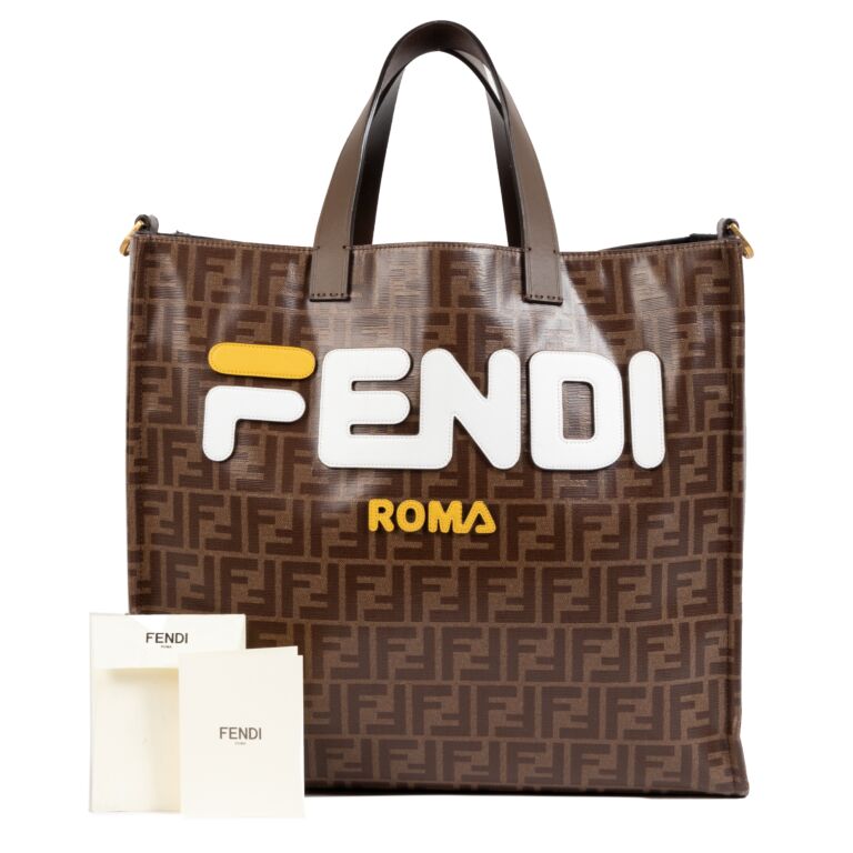 Fendi Limited Edition Mania Logo Fila Large Shopper Tote Labellov Buy and Sell Authentic Luxury