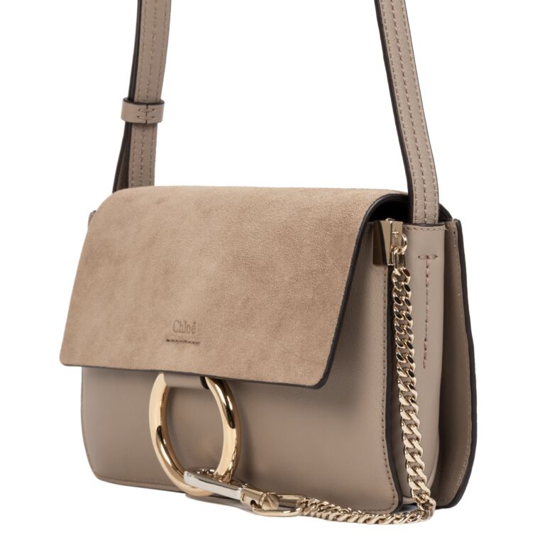 Chloe Faye Motty Grey Small Suede Shoulder Bag Labellov Buy