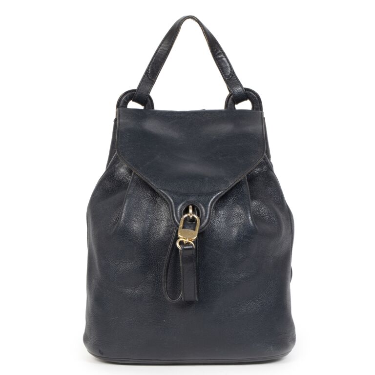 Delvaux Navy Leather Backpack Labellov Buy and Sell Authentic Luxury