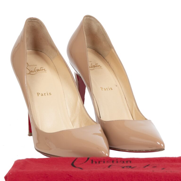 Christian Louboutin So Kate Nude Patent Leather Pumps size 41