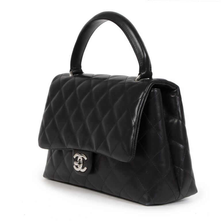Chanel Black Lambskin Kelly Satchel Top Handle Bag ○ Labellov