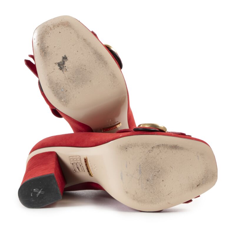 Gucci red suede pumps top