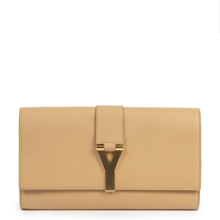Saint Laurent Camel Leather Y Clutch Labellov Buy and Sell