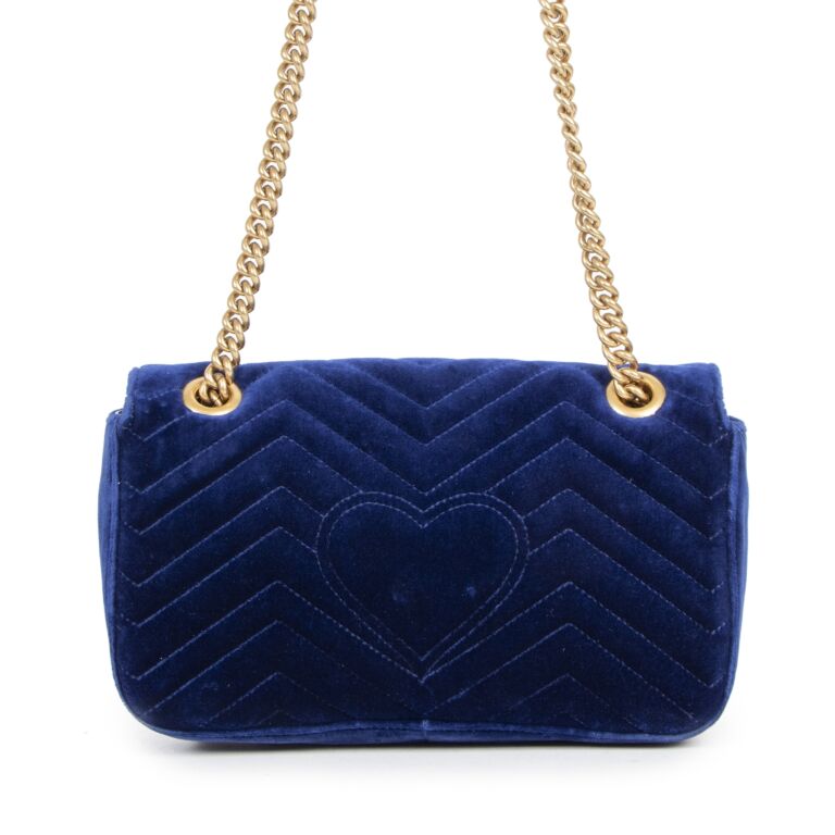 Gucci marmont cobalt velvet online bag