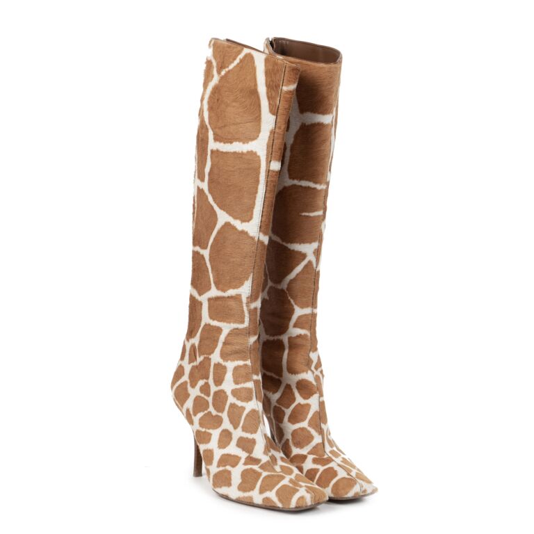 Sergio Rossi Pony Hair Leather Giraffe Boots Size 39 Labellov
