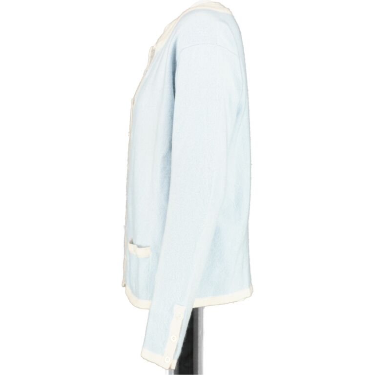Chanel Vintage Baby Blue Cashmere Cardigan Pullover Set