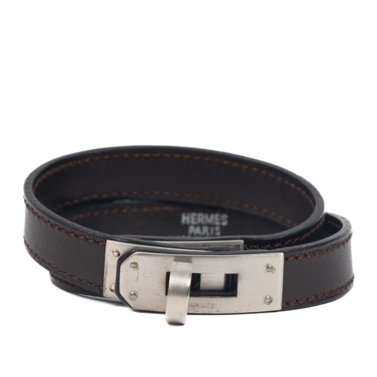 HERMÈS Estate Gold-Tone Wide Brown Leather Wrap Bracelet – A. Brandt + Son