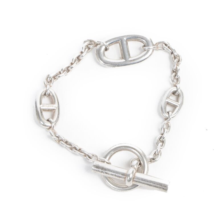 Best Price Hermes Farandole 925 Sterling Silver Three Ship Anchor Charm  Women Chain Bracelet H104567B 00SH