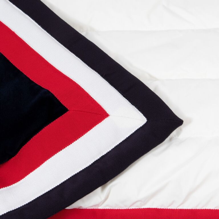 Moncler Grenoble White/Blue Velvet Padded Après-Ski Plaid