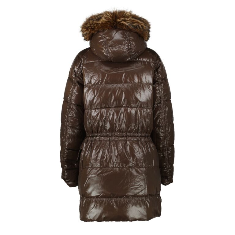 Moncler Brown Fur-trim Reversible Long Down Coat - Size 1