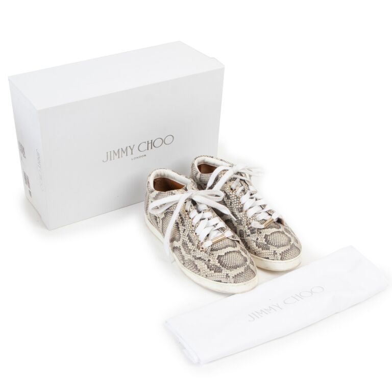 Jimmy Choo Beige Snake Print Miami Sneakers Size 36 ○ Labellov