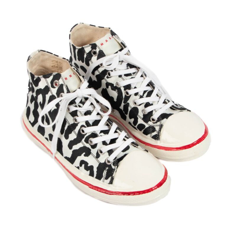 Marni Patterned Canvas Leopard Print Sneakers - size 36