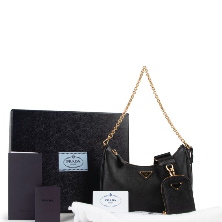 Prada Black Saffiano Leather Re Edition 2005 Shoulder Bag