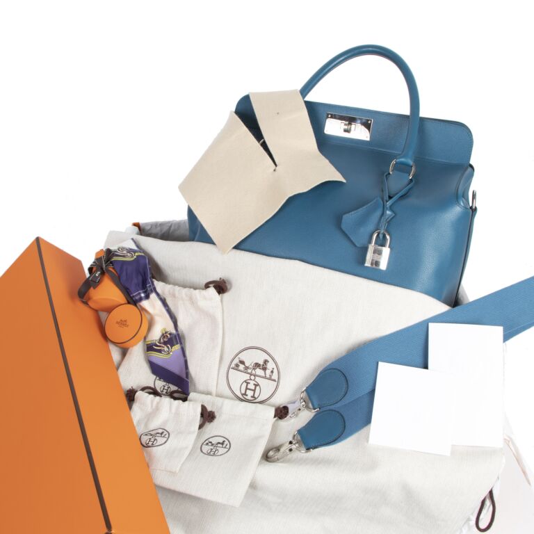 Hermès Toolbox 33 Veau Evercolor Bleu De Galice ○ Labellov