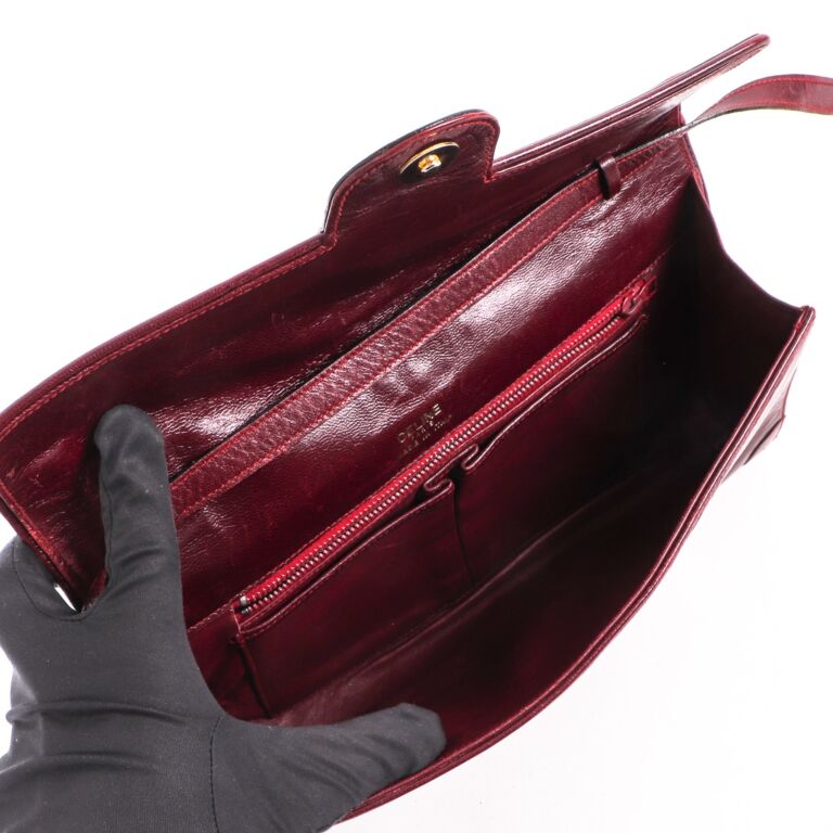 Celine Bi-Color Leather Clutch Pouch Burgundy/Black - Final Sale