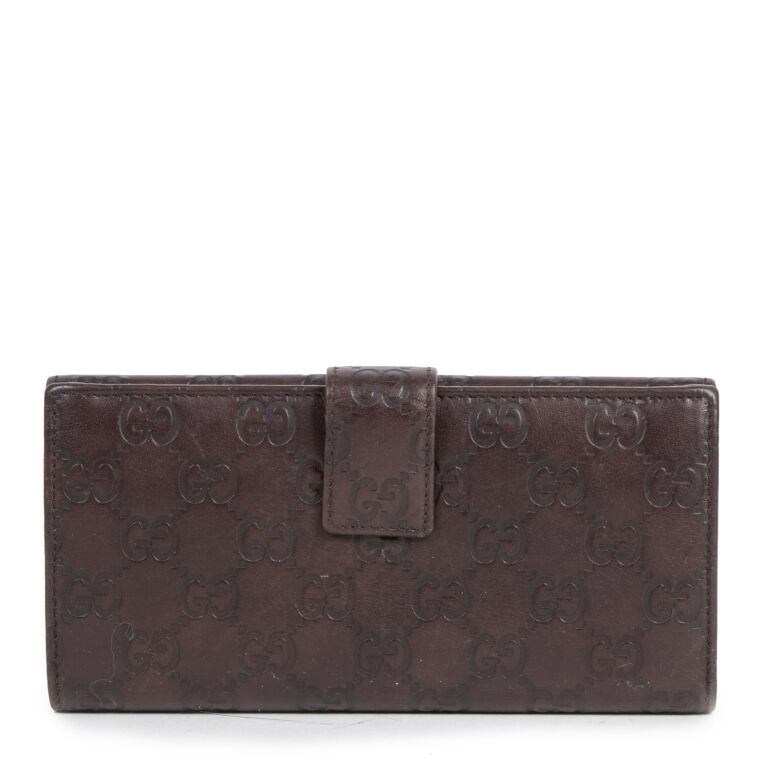 Gucci Shima GG Logo Brown Leather Long Wallet Labellov Buy