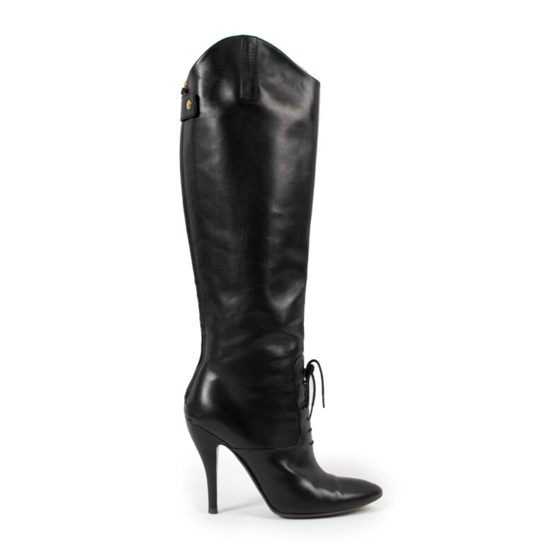 Gucci leather cheap riding boots