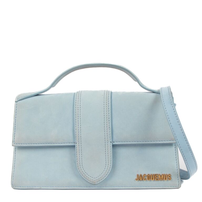 JACQUEMUS ライトブルー ハンドバッグ NEW JACQUEMUS LE GRAND BAMBINO CROC LEATHER CROSSBODY BLUE