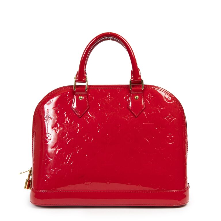 red shiny louis vuitton purse