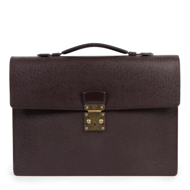 Louis Vuitton, Bags, Louis Vuitton Burgundy Taiga Leather Robusto  Briefcase Laptop Student Bag