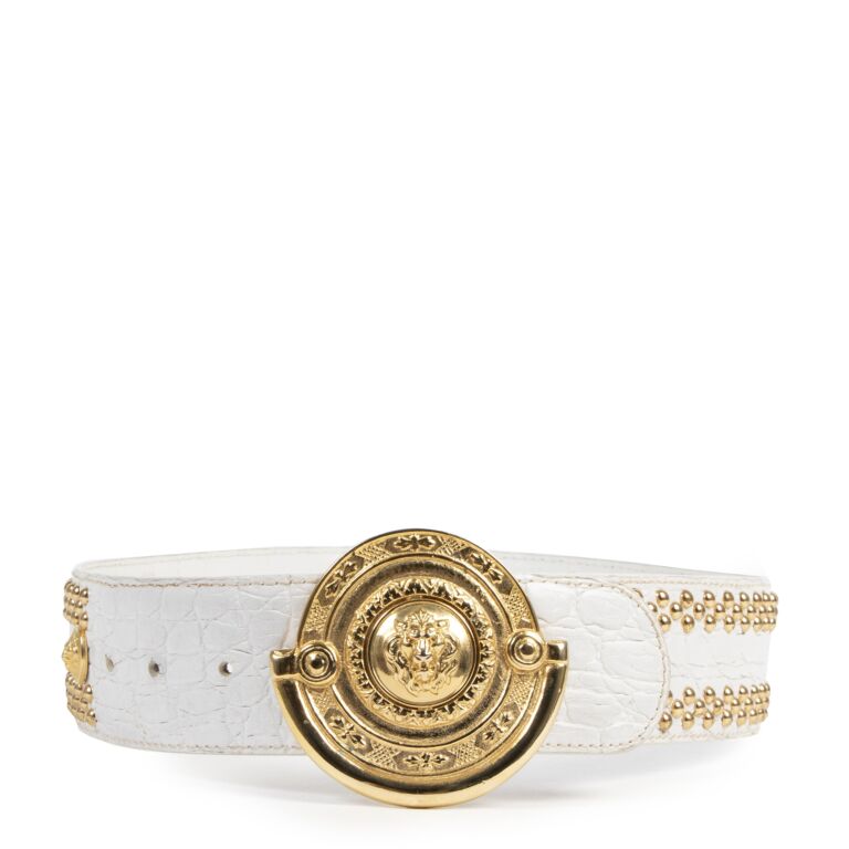 versace white and gold belt