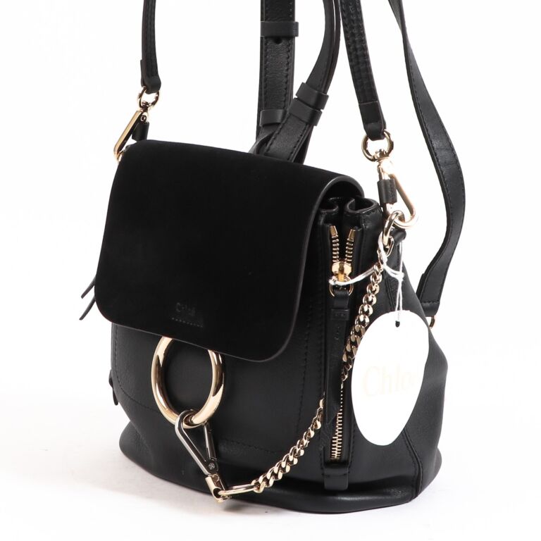 Chloe Black Leather and Suede Mini Faye Backpack - Yoogi's Closet
