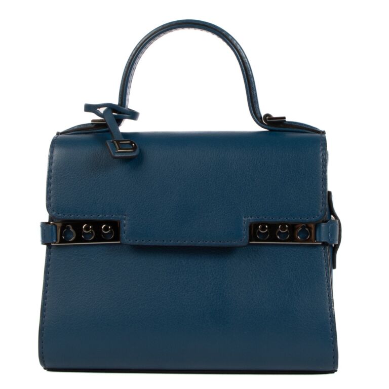 Delvaux Blue Souple Calf Tempete Micro Bag Labellov Buy and Sell Authentic Luxury