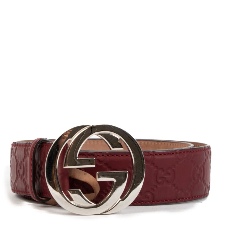Gucci Burgundy Red Monogram Belt size 85 Labellov Buy and
