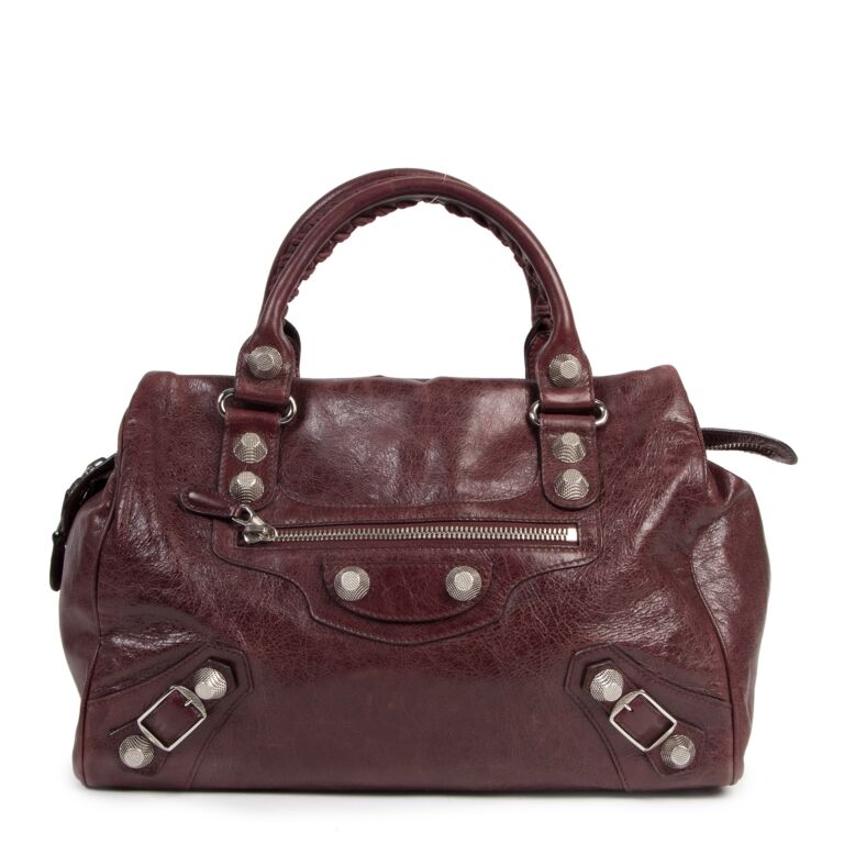 Balenciaga Midday Burgundy Giant Stud Bag Labellov Buy and