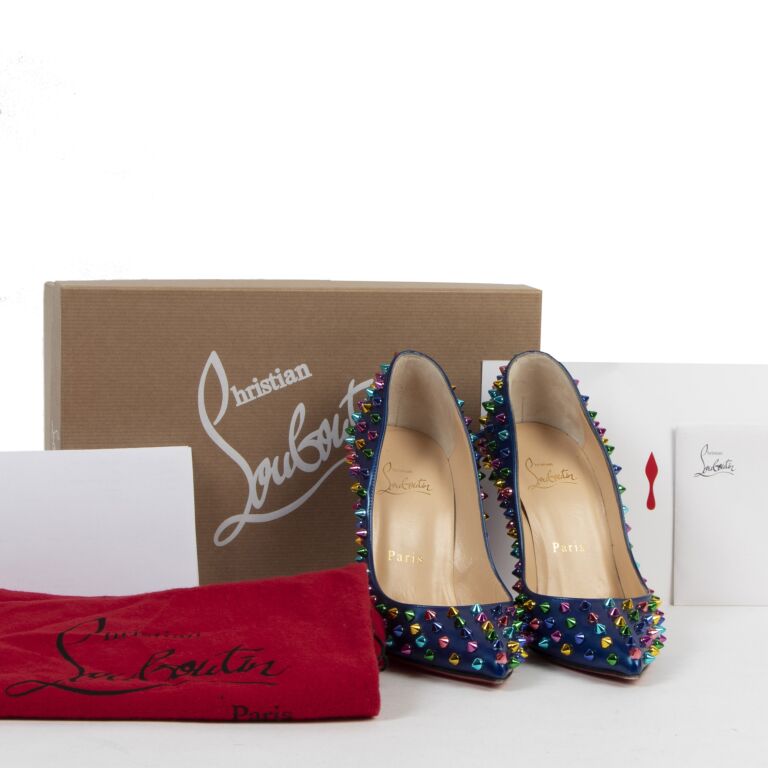 【驚きの値段で】 retour* Christian Louboutin Follies Spikes 100 Glossy Patent 靴