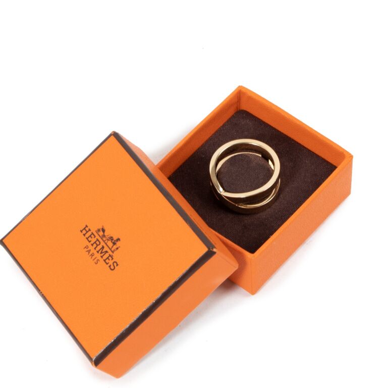 Hermes Bijouterie Fantaisie Gold Plated Cosmos Scarf Ring Hermes