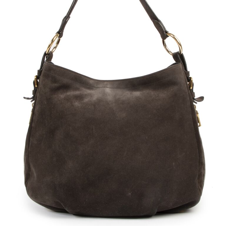 PRADA VINTAGE BROWN SUEDE SAMOSCIATO SHOULDER BAG