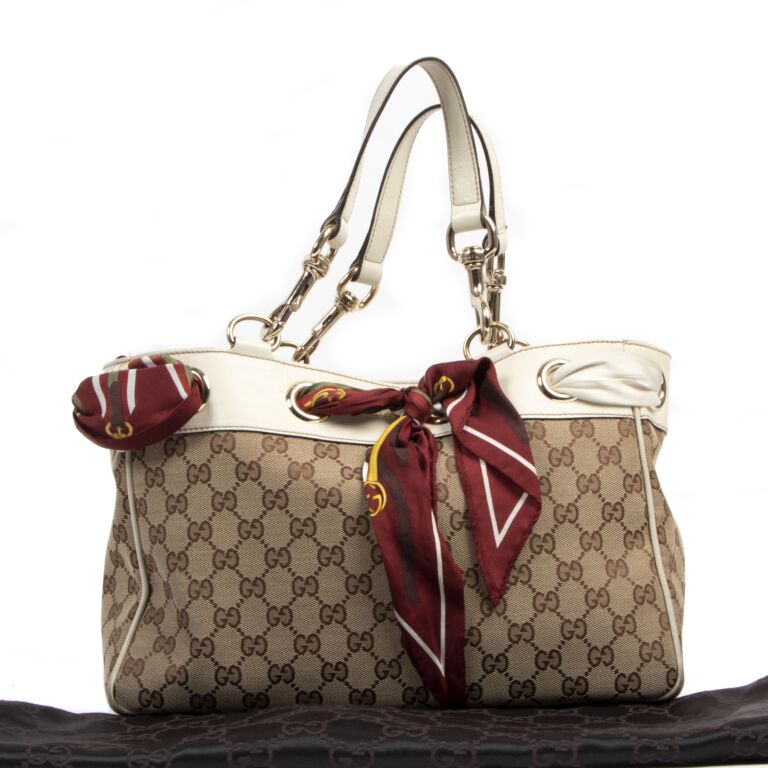 Gucci Positano Monogram Silk Scarf Tote Bag ○ Labellov ○ Buy and Sell  Authentic Luxury