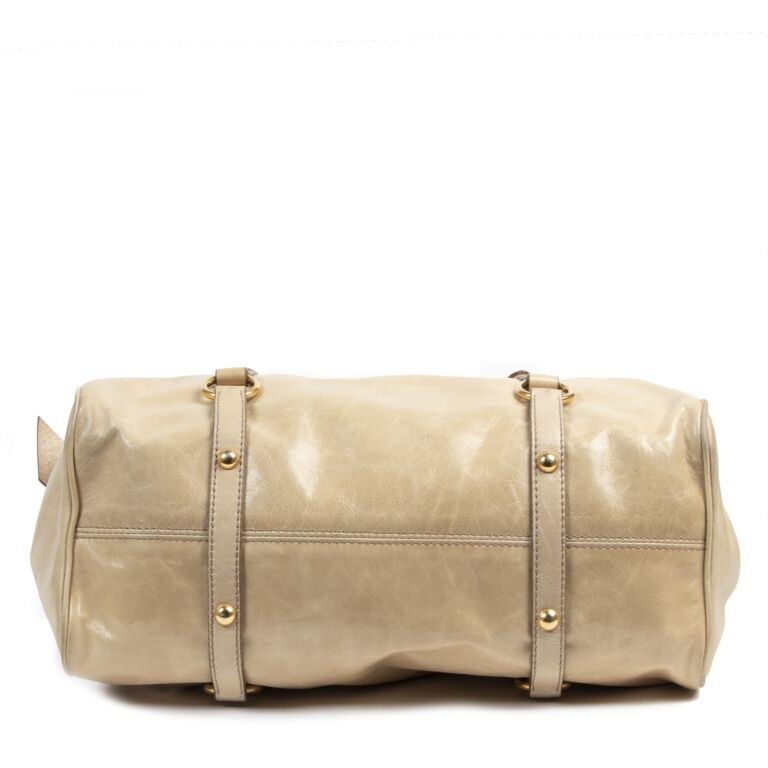 Miu Miu Vitello Lux Bow Bag in Nude