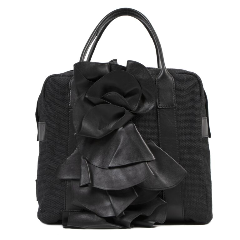 Valentino Black Mesh Flower Bag Labellov Buy and Sell