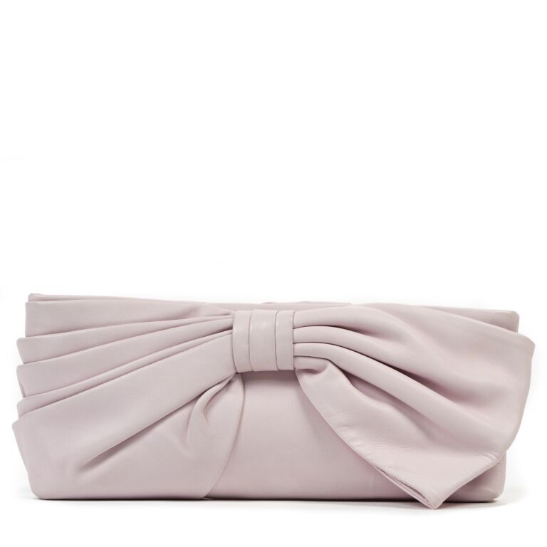 Valentino Pastel Pink Bow Leather Clutch Labellov Buy and