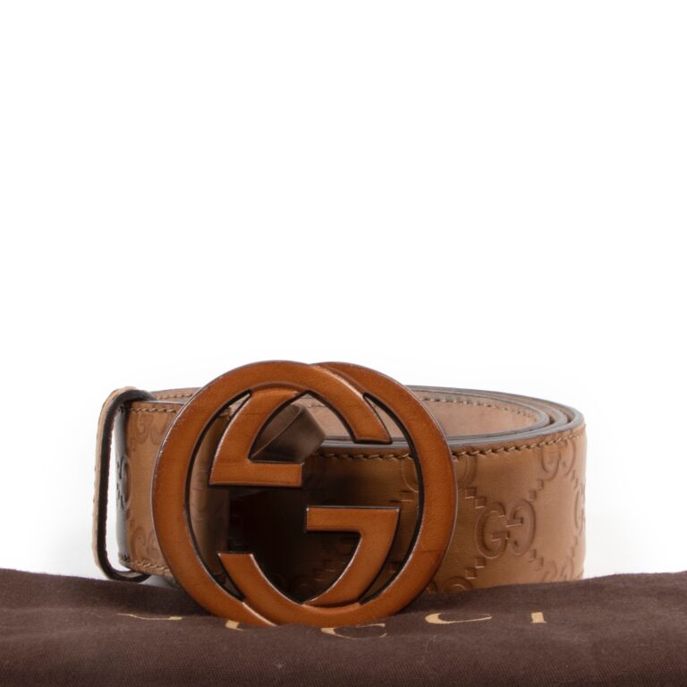 Gucci Brown Guccissima Monogram Leather Wide Belt Size 90/36 For Sale at  1stDibs