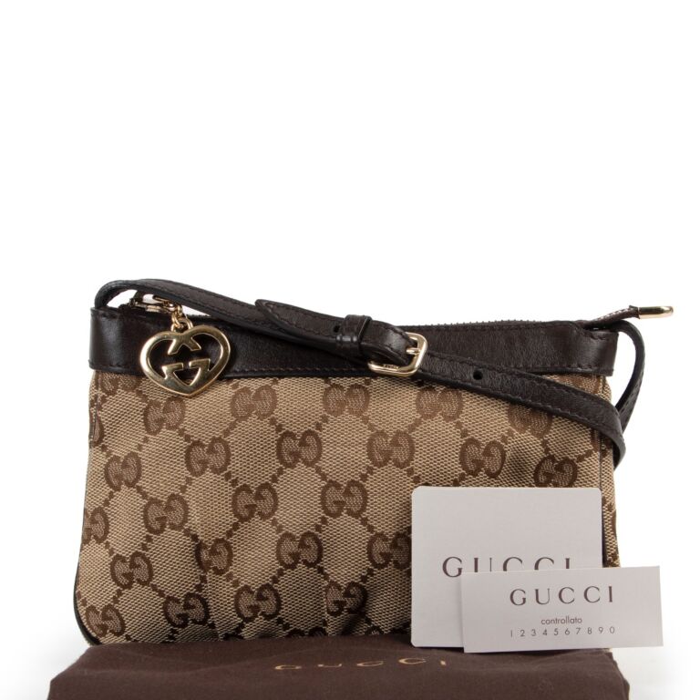 Authentic Gucci Vintage Brown GG Guccissima Canvas Crossbody