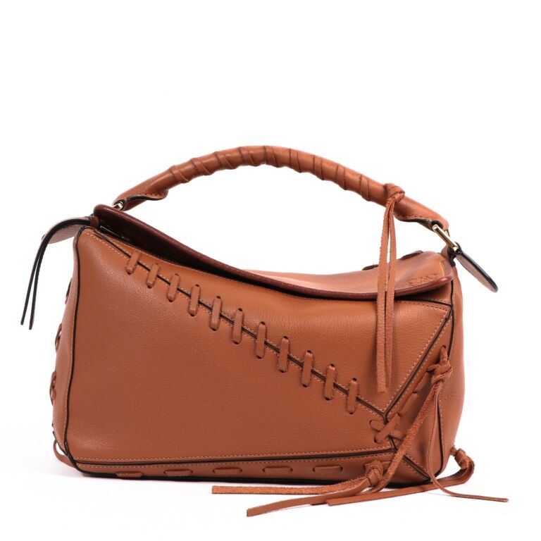 新発売 新商品 Tan Loewe Calfskin Buy ○ Labellov ○ Bag Puzzle Whipstitch バッグ